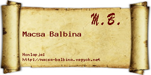 Macsa Balbina névjegykártya